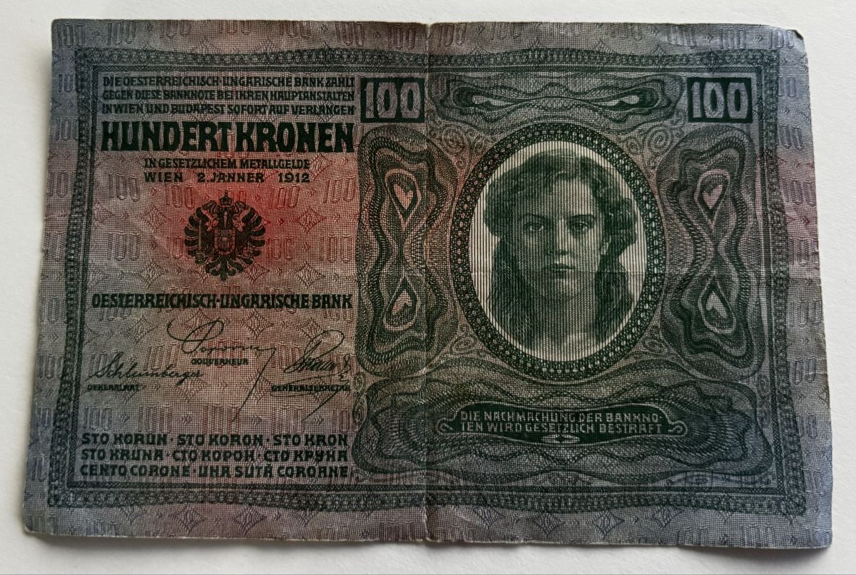 Banconote: Österreich 100 Kronen 1912 – Usato da Algetshausen venduto da Carrhard 1