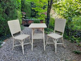 Vintage Garten-Stühle mit Tisch, Rattan, 40er Jahre