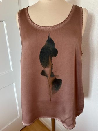 Nile Bluse / Top, 100% Seide, Gr. XL, warmes Braun