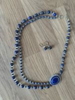 Unique handmade:lapis lazulis stone, leather, Japanese beads
