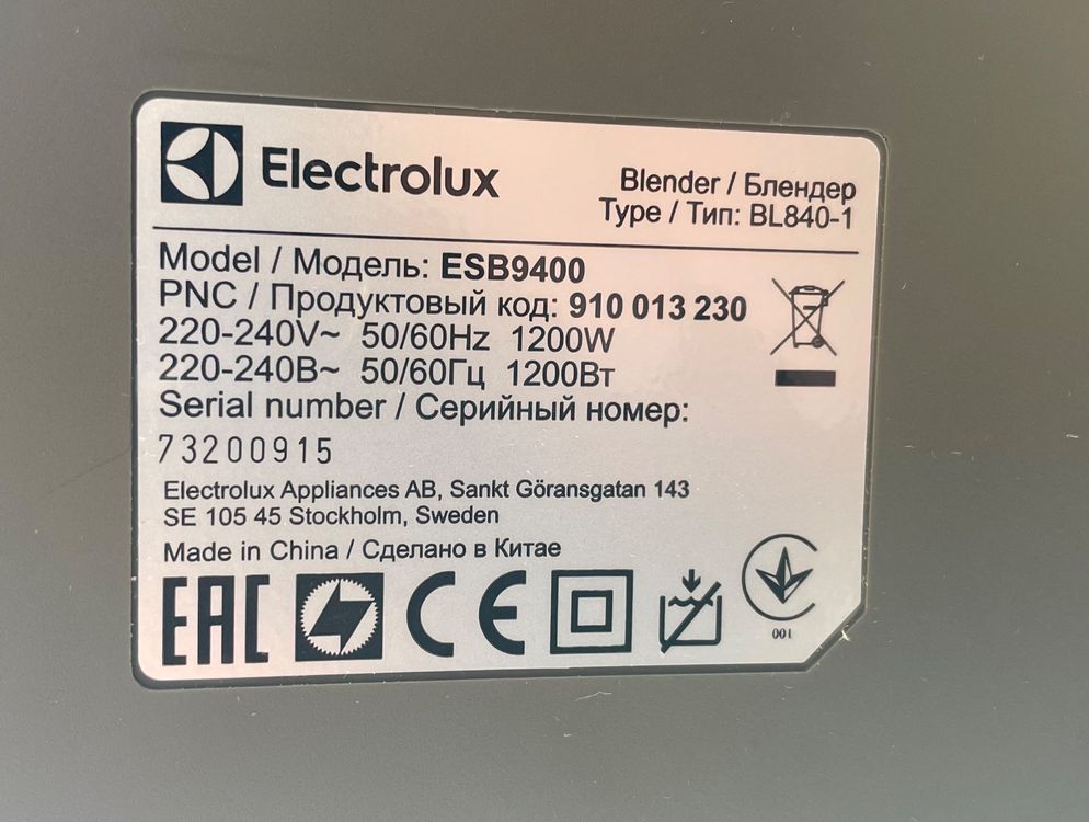 Electrolux esb9400 hotsell