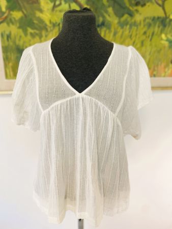 ba&sh luftig Sommer Bluse weiss silber Gr1= S 36 wie NEU PKZ