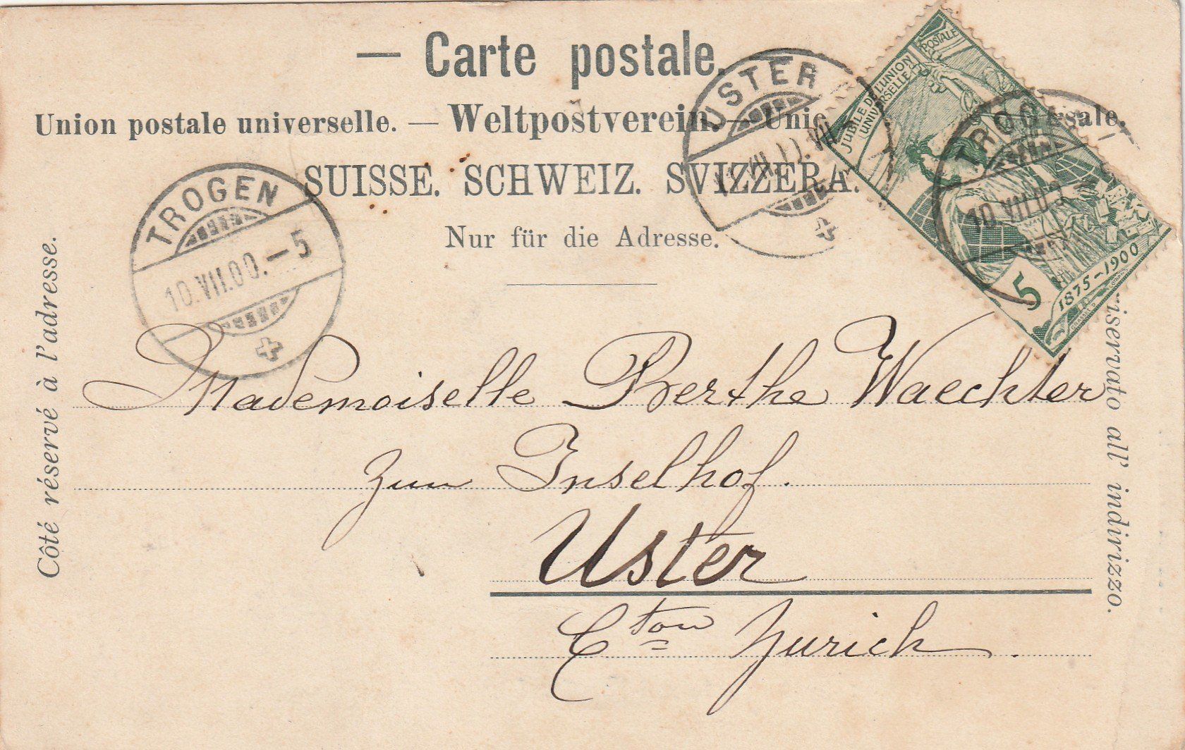 Cartoline postali: Zürich Pestalozzi-Denkmal – Usato da Rorschacherberg venduto da fratovi2 1