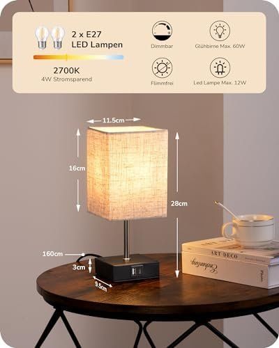 Lampade: LED Nachttischlampe Touch Dimmbar 2er Set Tischlampe Modern – Nuovo e nell'imballaggio originale da Hundwil venduto da Equiply 4