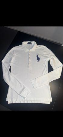 Polohemd Langarm Ralph Lauren Weiss Gr. M Neu