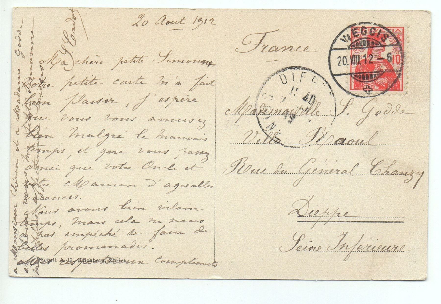 Cartoline postali: WEGGIS No. 18948 – Usato da Jona venduto da philajona 1