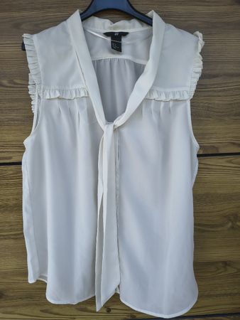 Chemisier sans manche lavallière blanc cassé H&M T42