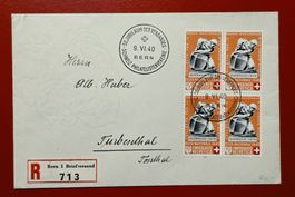 PRO PATRIA 4 VIERERBLOCK BERN 50 JAHRE SVPHV TURBENTHAL 1940