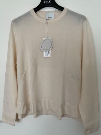 ALLUDE Wolle Kaschmir Pullover Gr L ecrue NEU Etikette NP350