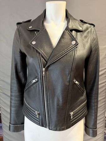Lederjacke Maje schwarz Biker-Stil, gebrauchter Zustand