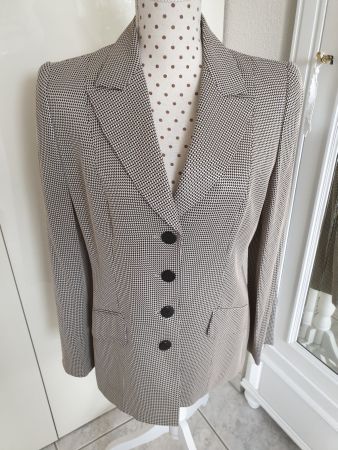 Eleganter Blazer Jacke Schwarz/Silber/Beige Gr. 38