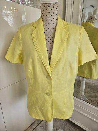 Blazer hellgelb Grösse 40 Leinen/Baumwolle Gefüttert C&A