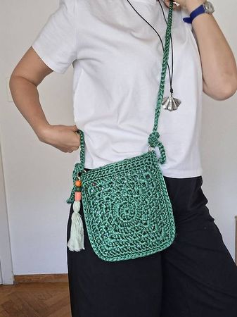 Sac bandoulière en crochet 