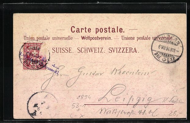 Cartoline postali: Vorläufer-Lithographie Pilatus, 1894, H – Usato da Berlin venduto da bartko-reher 1