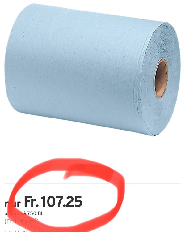 Produktbild von WYPALL L30 Ultra Putztücher Rolle – 1000 Blatt, 35x38 Cm, 3-lagig, Blau, Nassfest & Saugstark