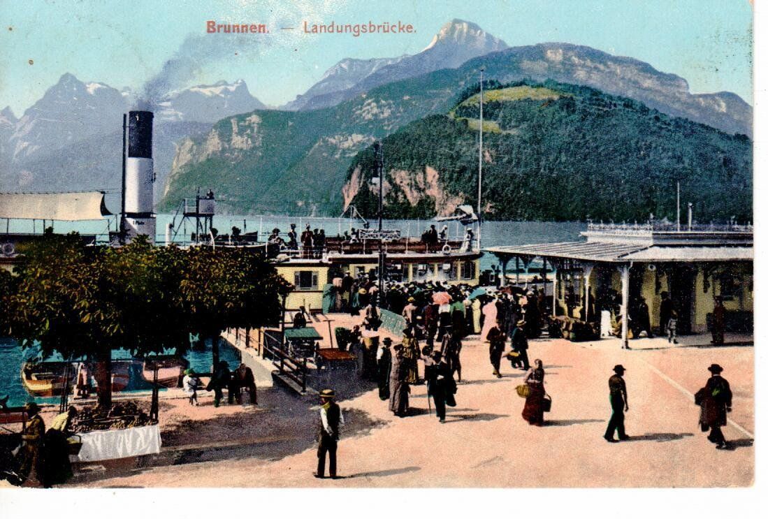 Cartoline postali: Brunnen - Landungsbrücke 1907 – Usato da Wolhusen venduto da Curver9