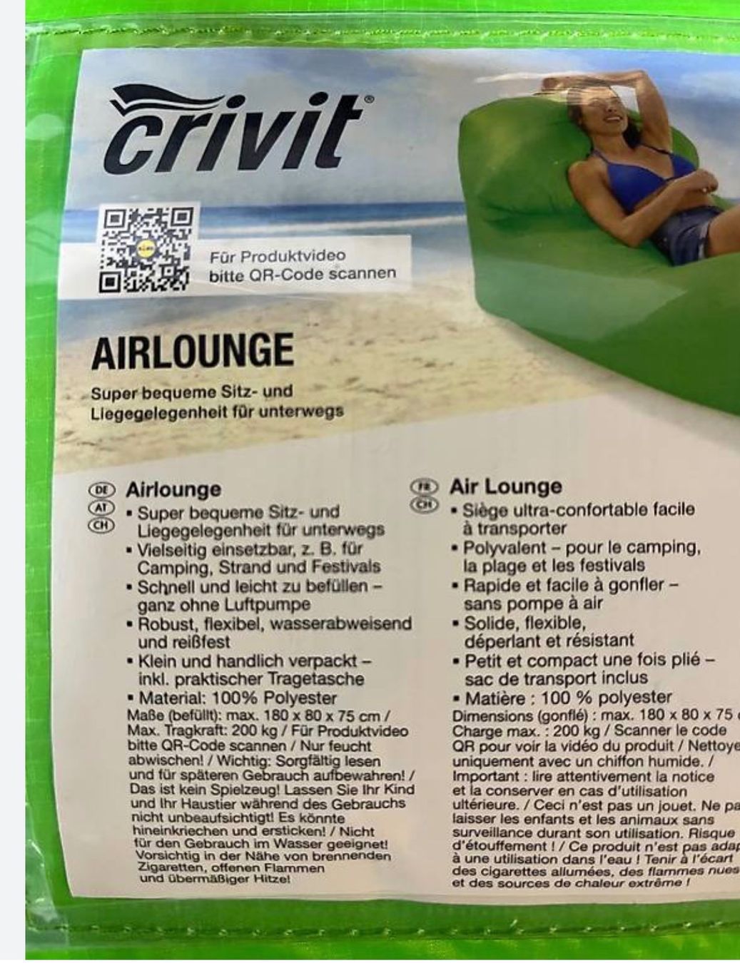 Coop Sedie a sdraio: AIRLOUNGE CRIVIT Chaiselongue Neu – Nuovo (secondo la descrizione) da Kölliken venduto da Hap-7 1