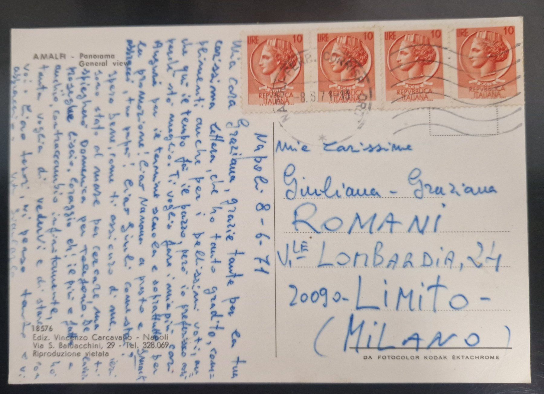 Ansichtskarten: Amalfi, Panorama Italien. 1971 – Gebraucht aus Melchnau von Arthurius 1