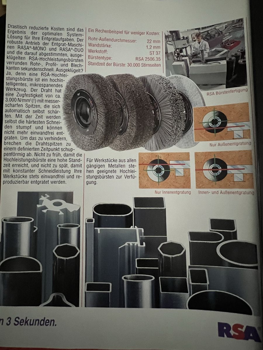 Tutte le macchine: Bürstentgratmaschine RSA RASA Mono – Usato da Hünenberg venduto da Abtech 2