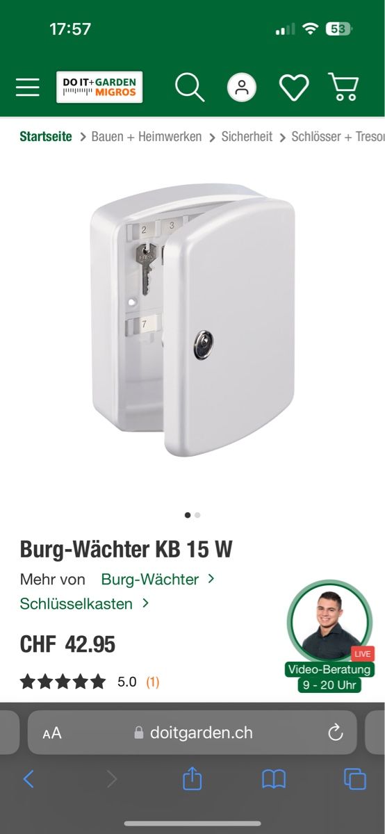 Chiavi: Schlüsselkasten Burg-Wächter – Nuovo (secondo la descrizione) da Zürich venduto da Messina_68 1