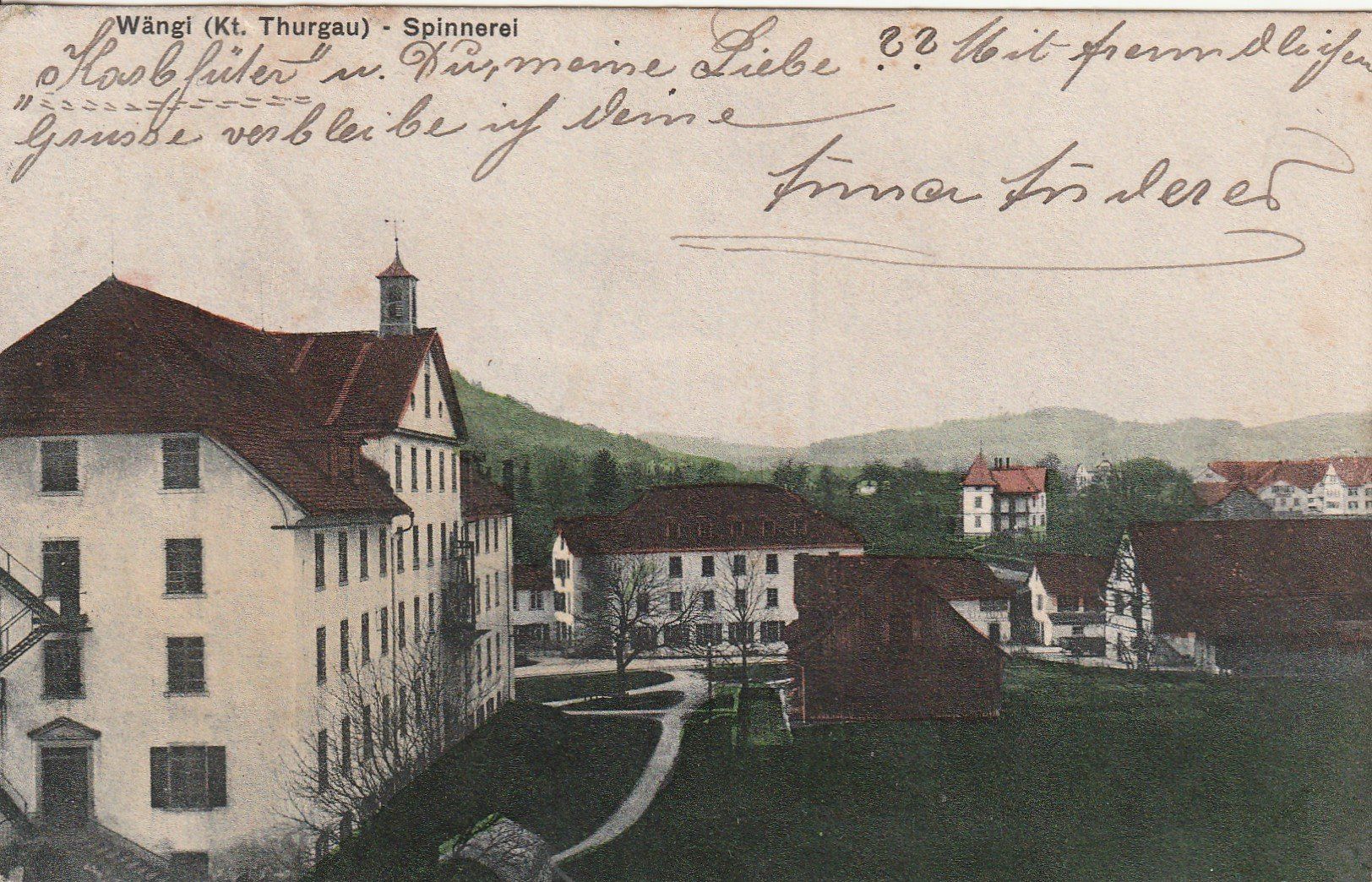 Ansichtskarten: Wängi - Spinnerei-Fabrik - 1909 – Gebraucht aus uttwil von Koehlerfred