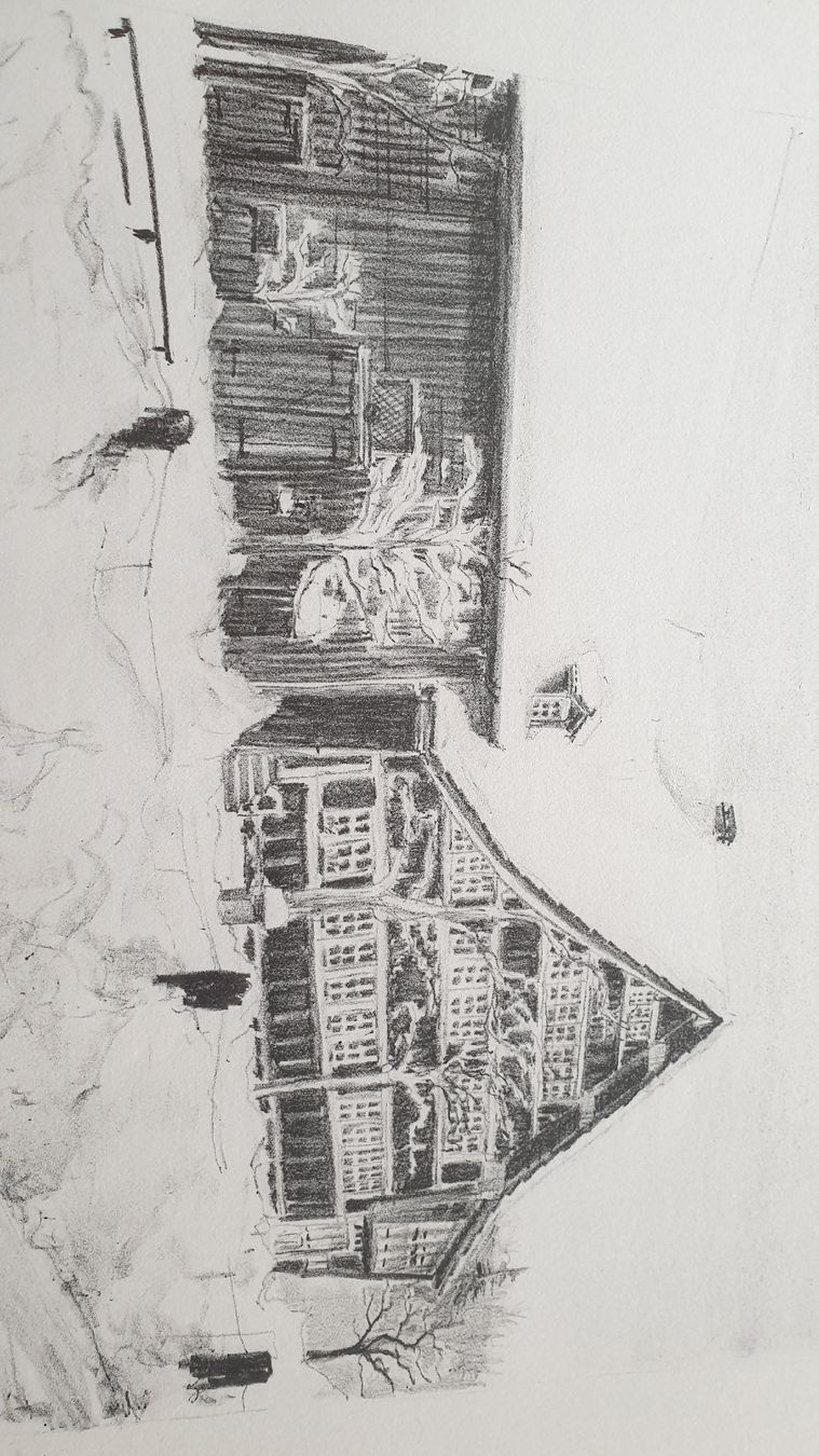 Grafiken & Lithographien: Bauernhaus mit Stall im Schnee – Gebraucht aus Teufen AR von Nepi2 1