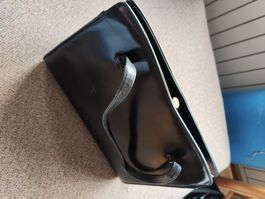 Handtasche, schwarzes Leder