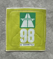 Original Schweizer Autobahnvignette 1998 mit Trägerpapier