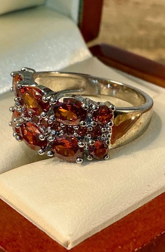 Anelli: Ring mit Orangen Steinen, Silber 925 – Usato da Untersiggenthal venduto da Jaymoni 1