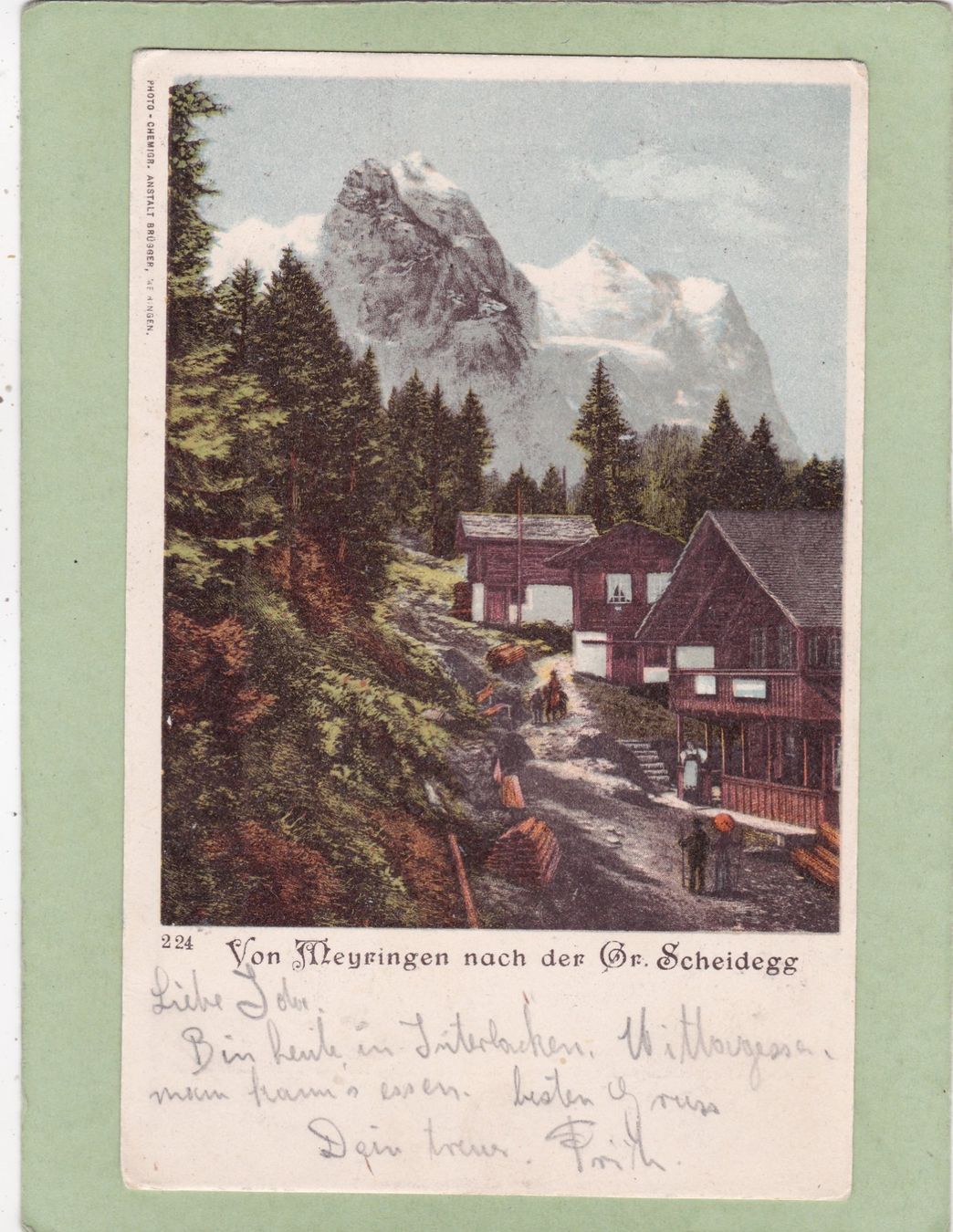 Cartoline postali: Von Meyringen nach der Gr. Scheidegg 1902 – Usato da Herisau venduto da Lisegrat2008