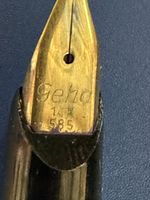 Geha Füllfederhalter 14K Goldfeder schwarz Gold gerollt
