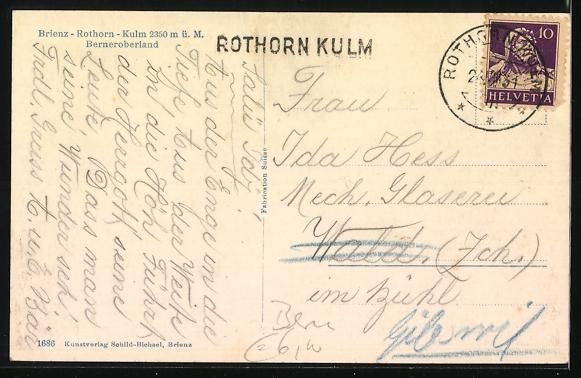 Cartoline postali: AK Brienz /BE, Wirtschaft Rothorn-Kulm – Usato da Berlin venduto da bartko-reher 1