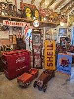 Sammlung Tanksäule CocaCola Kühlbox Emailschild Tretauto