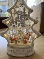 LED Glitzerlaterne Tannenbaum mit Reh & Fuchs – Winter Deko