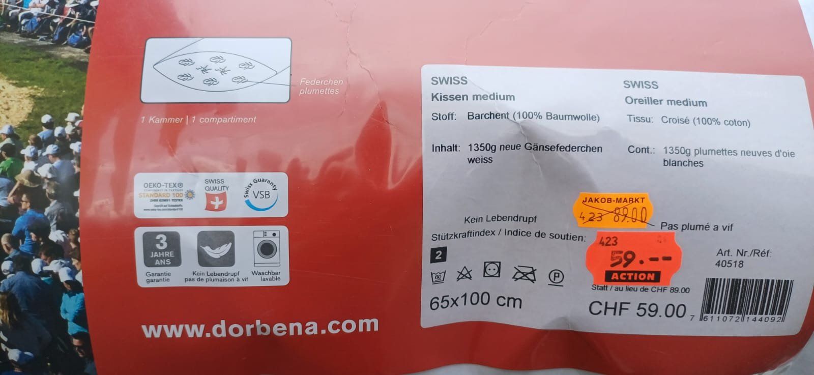 Cuscini: Coussin literie1350gr.bonne qualité – Nuovo e nell'imballaggio originale da Payerne venduto da jea_m6nb 7