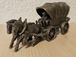 Zinn-Miniaturfigur, klassischer Planwagen, Setzkastenfigur