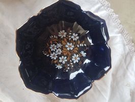 Porzellan Blumenschale Kobalt Blau Frankreich