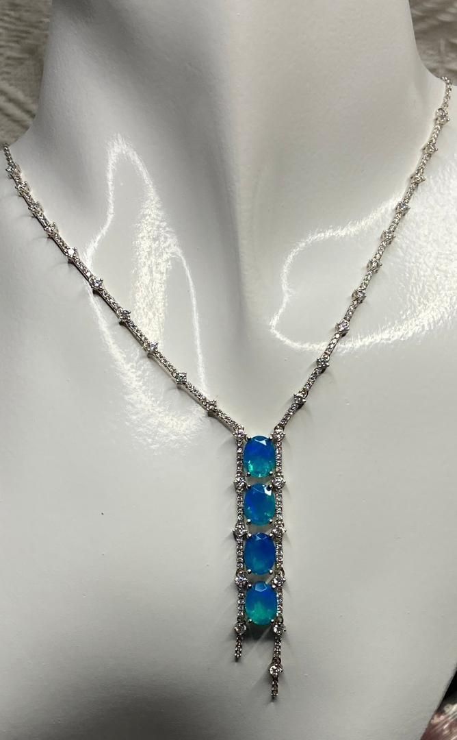 Catenine: Blue Opal Halskette, Asymetrisch Silber 925 – Usato da St. Gallen venduto da GIULESGG 4
