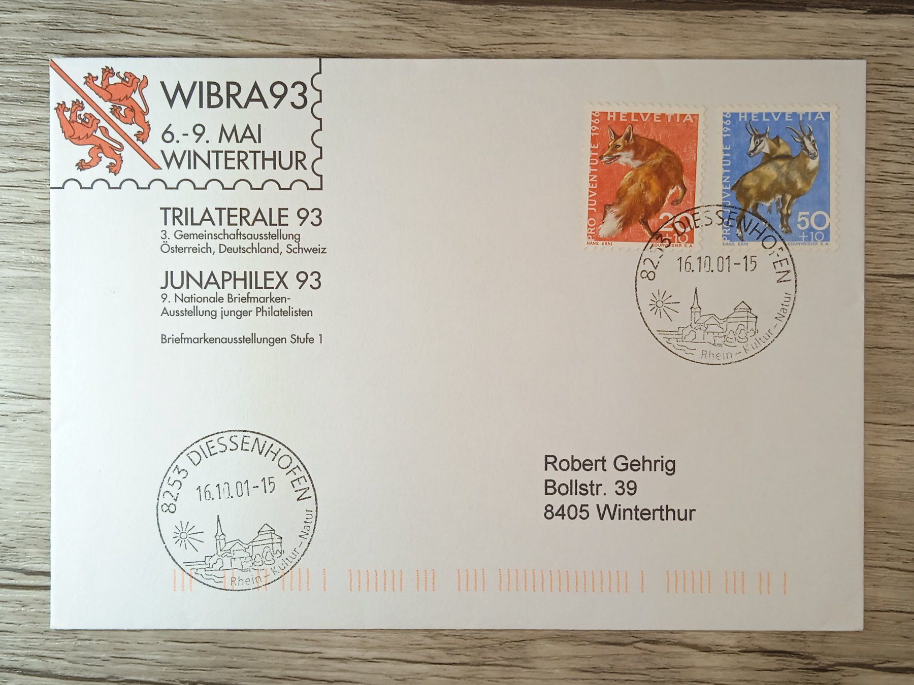 Tutti i francobolli: TR51 Enveloppe + Timbre Suisse 2001 – Usato da Cousset venduto da Patrick_Collections