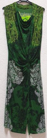 Sommerkleid grün/schwarz/weiss von Desigual, Grösse L