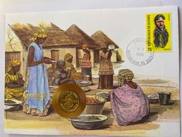 GUINEE - ENVELOPPE AVEC PIECE - 1990 - MUNZ-BRIEFE