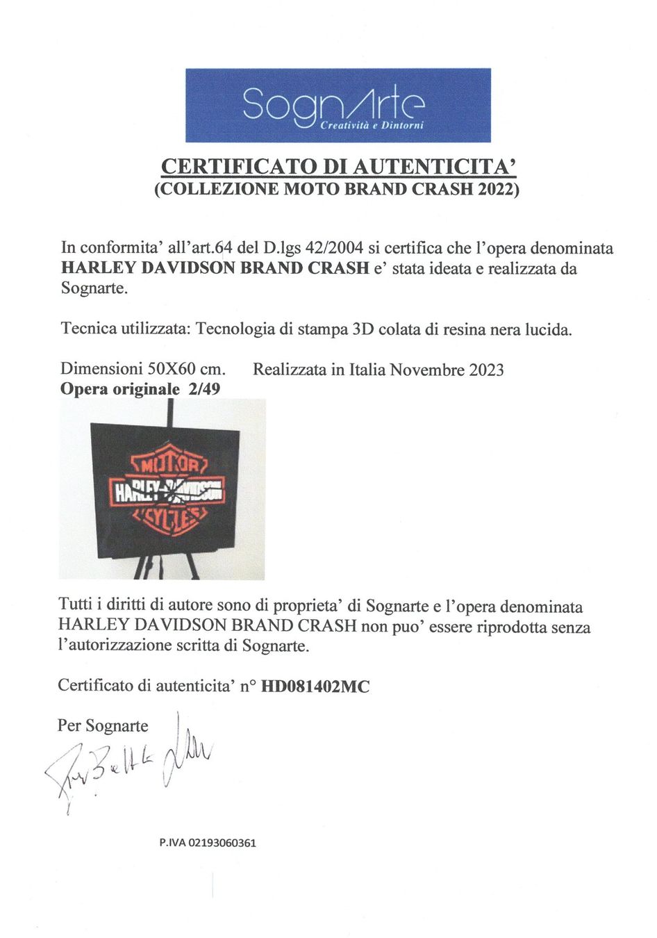 Dipinti: HARLEY DAVIDSON CRASH 3D print artwork,Ltd.02/49,Certificate – Nuovo e nell'imballaggio originale da Le Mont-sur-Lausanne venduto da luxurylover 5