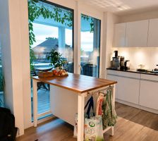 Kitchen Island Table with 2 Shelves and Wood Top