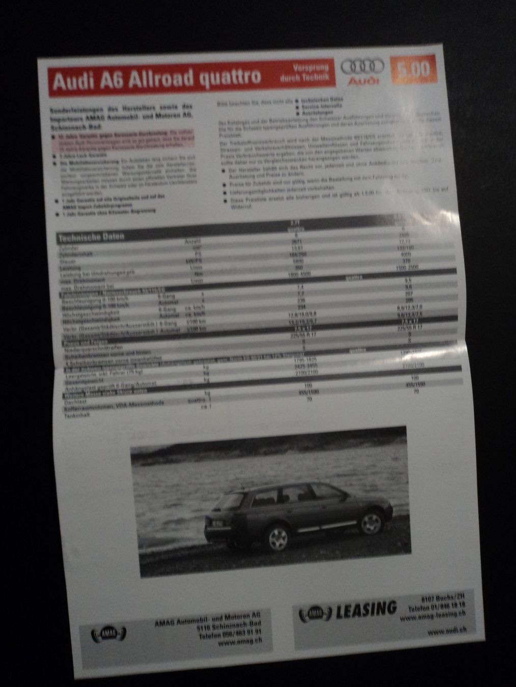Audi Documenti: Prospekt Preisliste Audi A6 allroad quattro 2000 – Usato da Schwarzenburg venduto da modelCARama 2