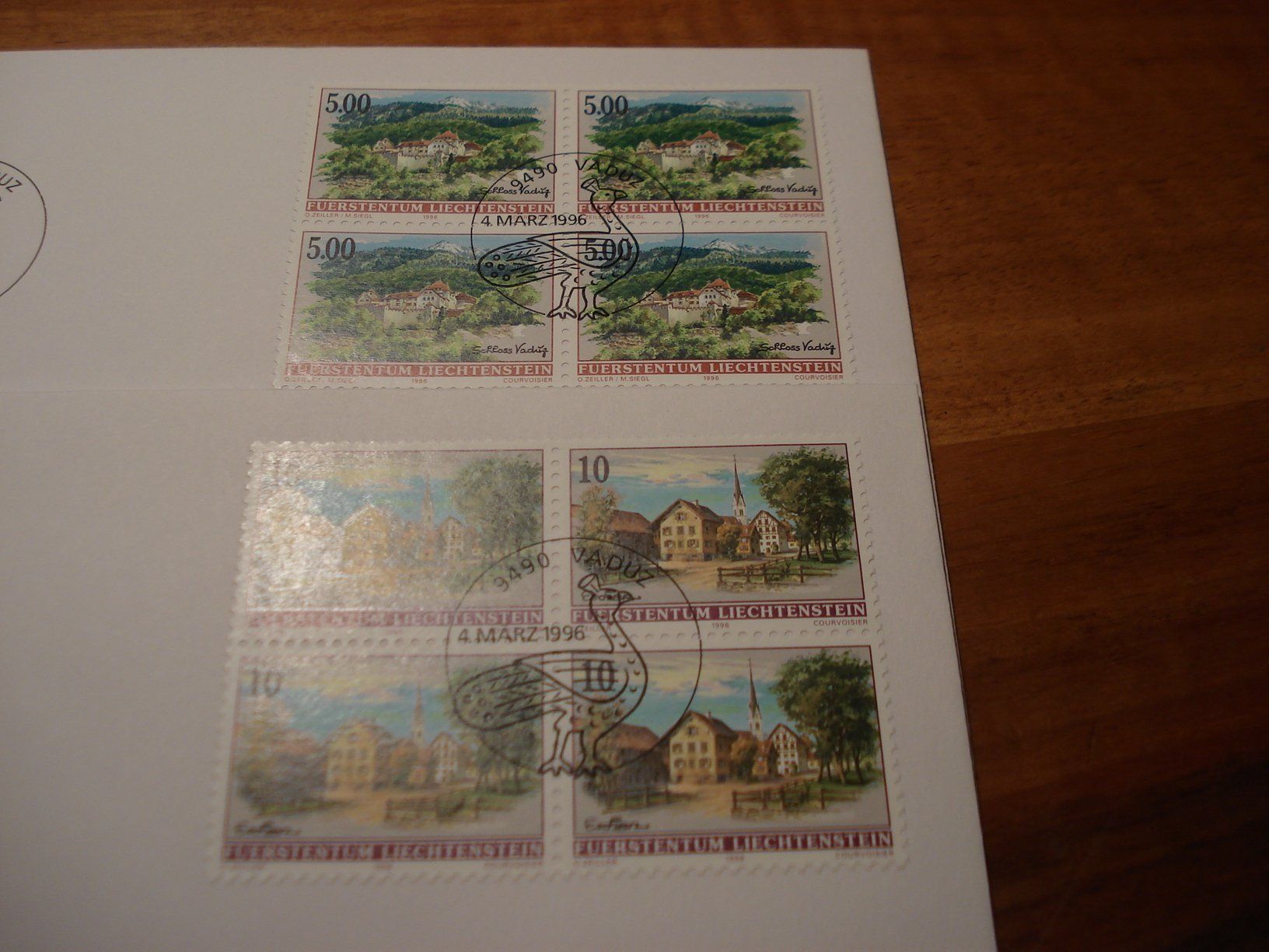 Tutti i francobolli: Liechtenstein, FDC Dorfansicht, 1996, FDC Satz,  Einzel + 4e – Usato da Niederwil AG venduto da morostahu