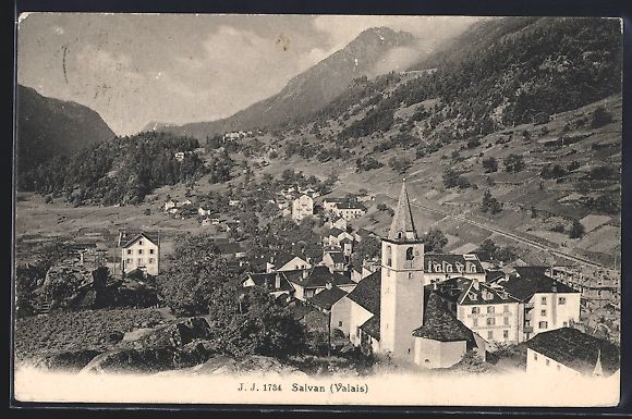 Cartoline postali: Salvan /Valais, Ortsansicht mit Umgebung – Usato da Berlin venduto da bartko-reher