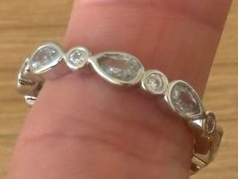 Luxus Elegante Gr: 19/9 Memoire Ring  Farbe Silber