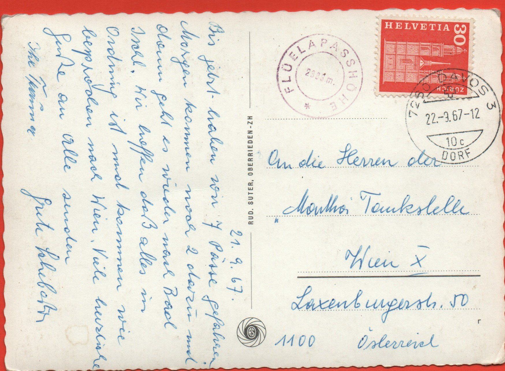 Cartes postales: SUSCH Flüelastrasse - Chantsura-Kehren – D'occasion à Jona par philajona 1