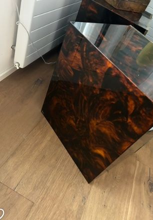 Comodini: Tortoise shell effect and brass finish vintage bedside table – Usato da Zollikon venduto da kmg1 3