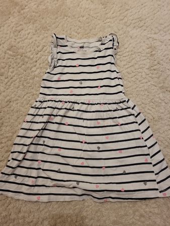 H&M Kleid Gr. 98, gestreift mit Herzen, Sommerkleid 👗